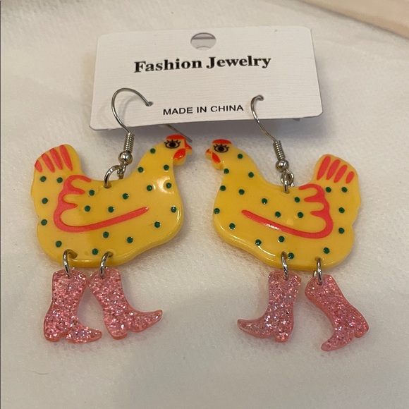 Fashion Jewelry Accessories - Fashion Jewelry Yellow and Pink Chicken Earrings